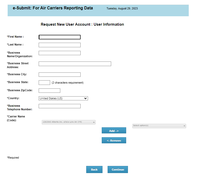 Figure 3: Request New User Account