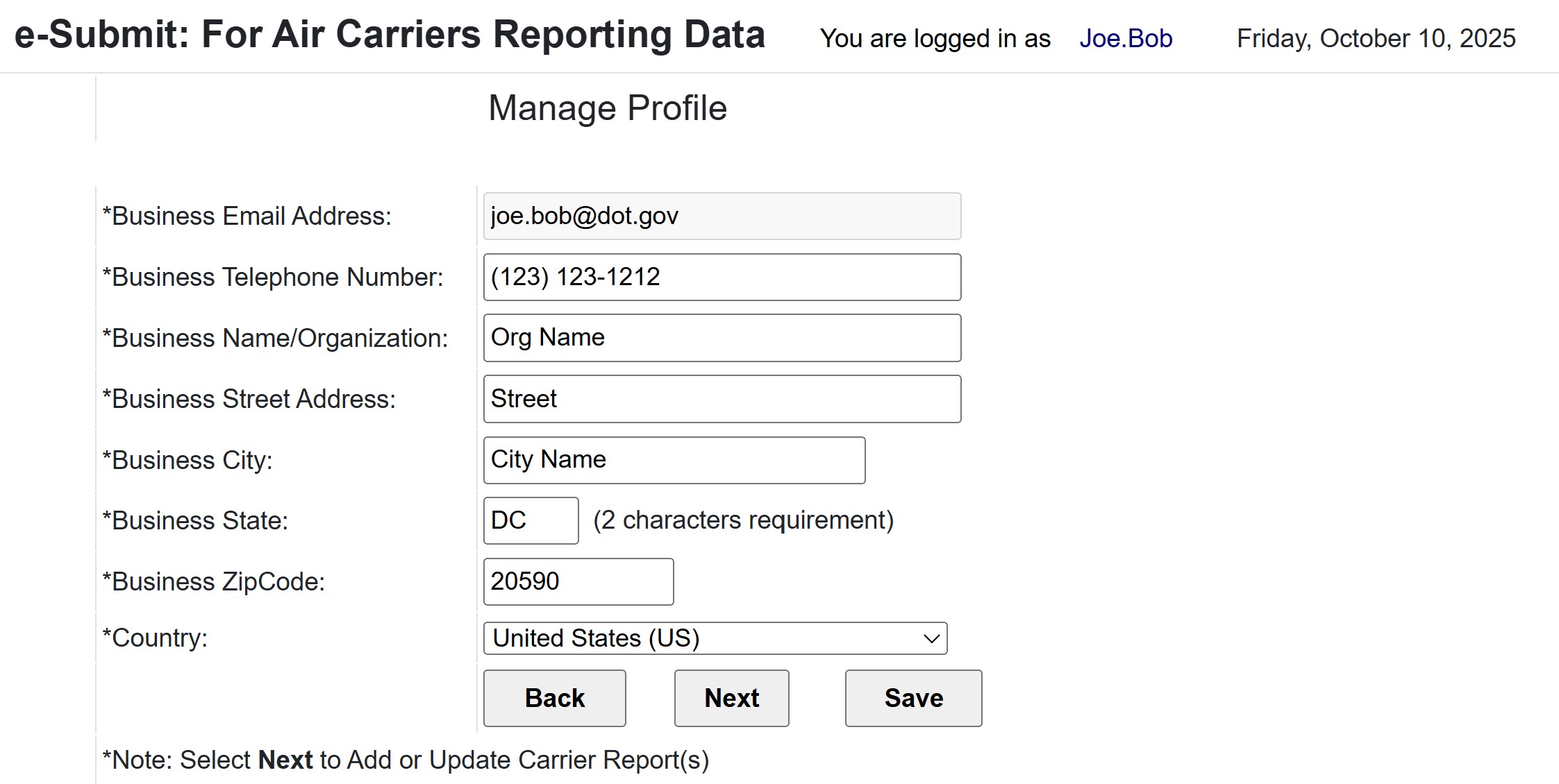 Figure 12: Manage Profile